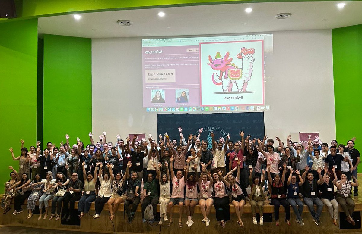 🤩What an inspiring and fun time we had at #csvconf! From incredible sessions with data makers to the epic piñata party, it was an unforgettable experience. Thanks to everyone who joined us at csv,conf,v8 in Puebla🇲🇽 and made it so special! 🎉🦙💞