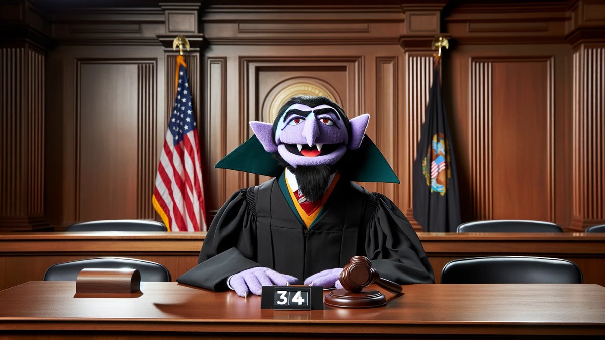 🎉🔢 It's the Number of the Day with Count von Count! Today's number is 34! Ah, ah, ah! 🗣️ 34 Fake Convictions! #MAGA #Trump2024 #TrumpTrail #34Counts