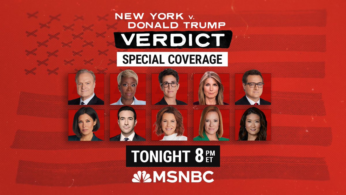 TONIGHT: Rachel @maddow and team analyze the jury verdict in former President Trump’s New York criminal trial. Plus, former Trump attorney Michael Cohen reflects on the case in an EXCLUSIVE interview. Tune in tonight at 8pm ET on @MSNBC.