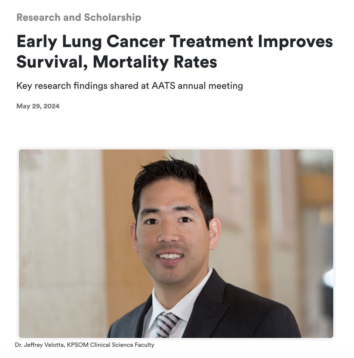 KPDOR's tweet photo. Nice story by @KPMedSchool on @KPDOR @kpnorcal @PermanenteDocs research led by @JVelottaMD on improving #LungCancer treatment presented at #AATS24. #canceresearch @KPCancerRsrch
Story: https://t.co/QkefaMS4h5 https://t.co/nvbr21Qz5C