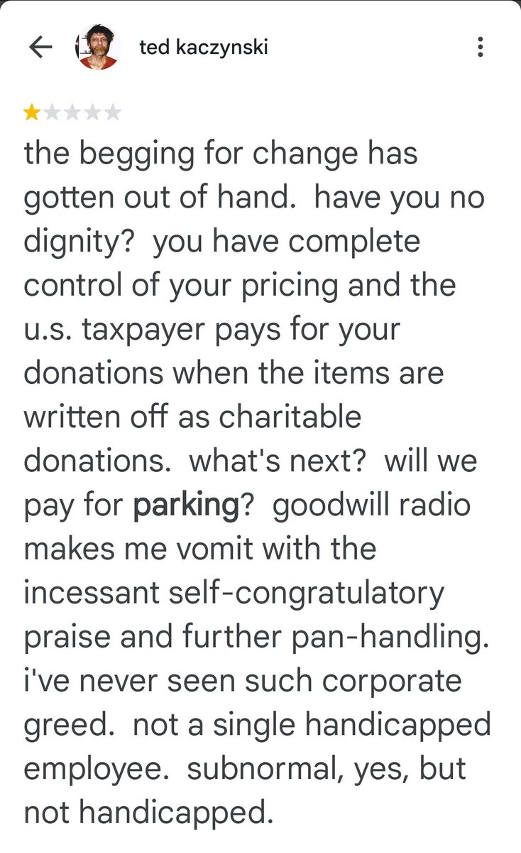 Ted Kaczynski at a local Goodwill