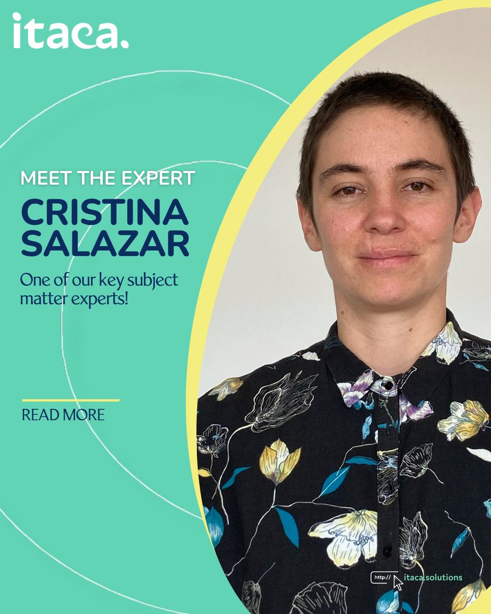 ItacaSolutions's tweet photo. Meet Cristina Salazar
One of our key subject matter experts!
Dr. Cristina is a specialist in educational innovation through the integration of digital technologies and project-based education.
Are you an expert? Join our expert community!
#ExpertsNetwork #ItacaNetwork https://t.co/fyDqFDTe3S