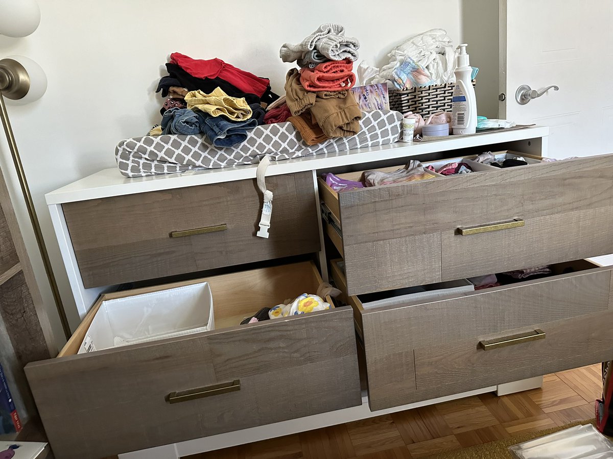 Toddler dresser organizing/purge is right up there with a couple of my other most hated things in life. Pic shows only 2 drawers but here are 6.