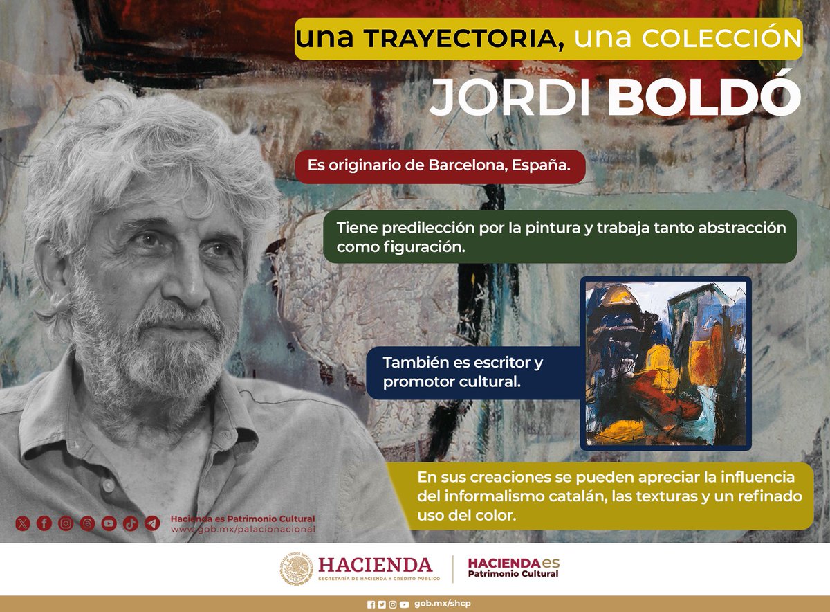 La obra de Jordi Boldó es principalmente pictórica. Este 1 de junio, a las 18:30 horas, se estrena el capítulo que le dedicamos de la segunda temporada de la serie #UnaTrayectoriaUnaColección por @CanalCatorceMx y las redes de @HaciendaCultura