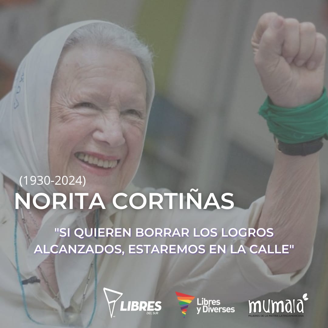 MumalaTigre's tweet photo. 🤍 Hasta siempre Norita 🤍

💚 Durante años nos diste tu lucha y el aliento para ser parte de conquistas de derechos 💜

Hoy el mundo es un poco peor 💔

Pero siempre vamos a tener tu lucha, siempre vas a estar presente en cada una/e de nosotras/es ❤‍🩹 https://t.co/Df7uNDnK7v