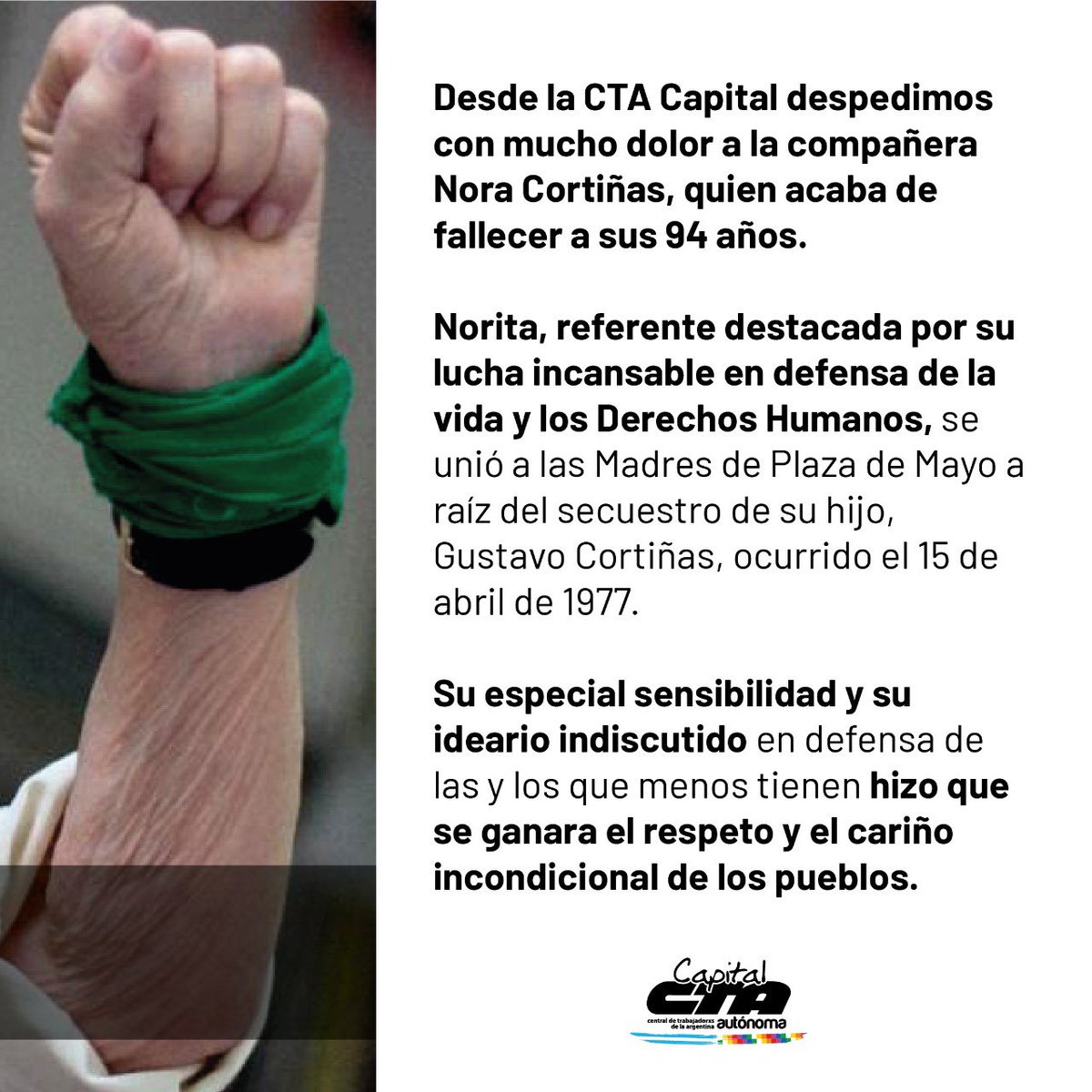 Norita, madre de todas las batallas.

¡Hasta la Victoria Siempre!