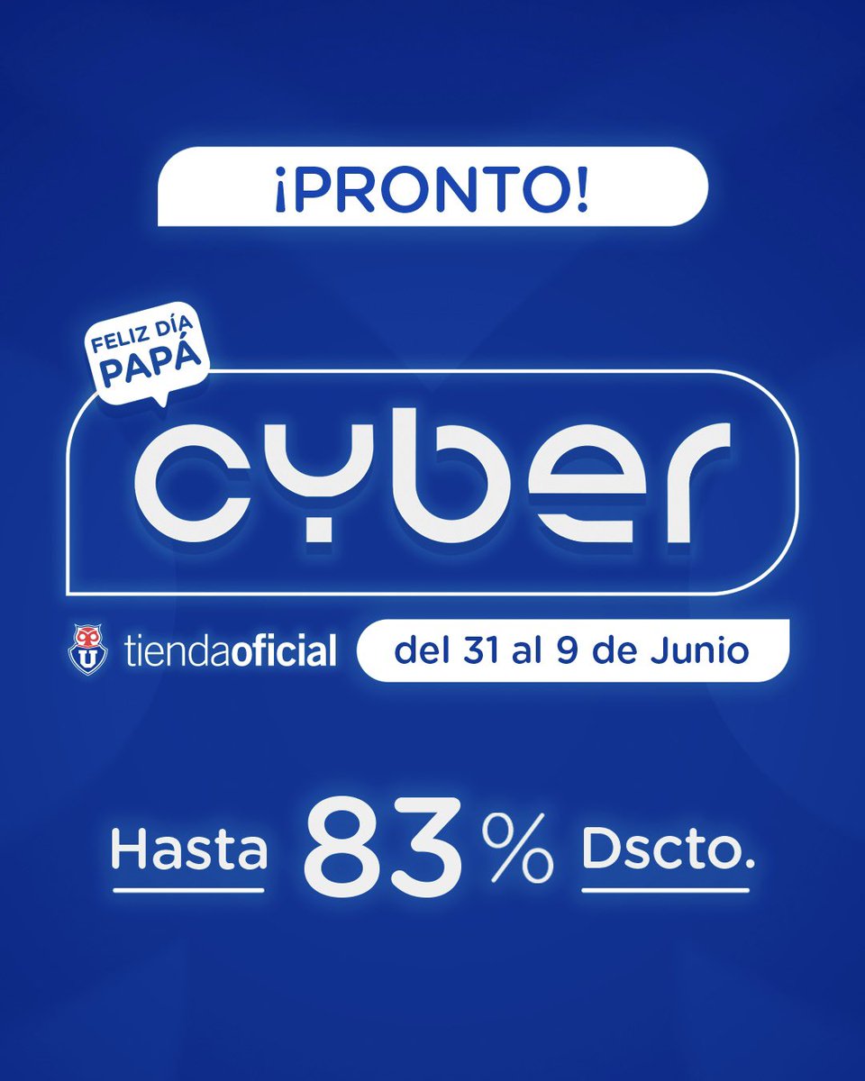 ¡Se viene el CYBER del Bulla! 🤘🏼 Cientos de productos con descuentos irrepetibles a partir de este viernes a las 18:00 horas en nuestra Tienda Oficial 🔵🔴 🔗: tienda.udechile.cl 🛍️