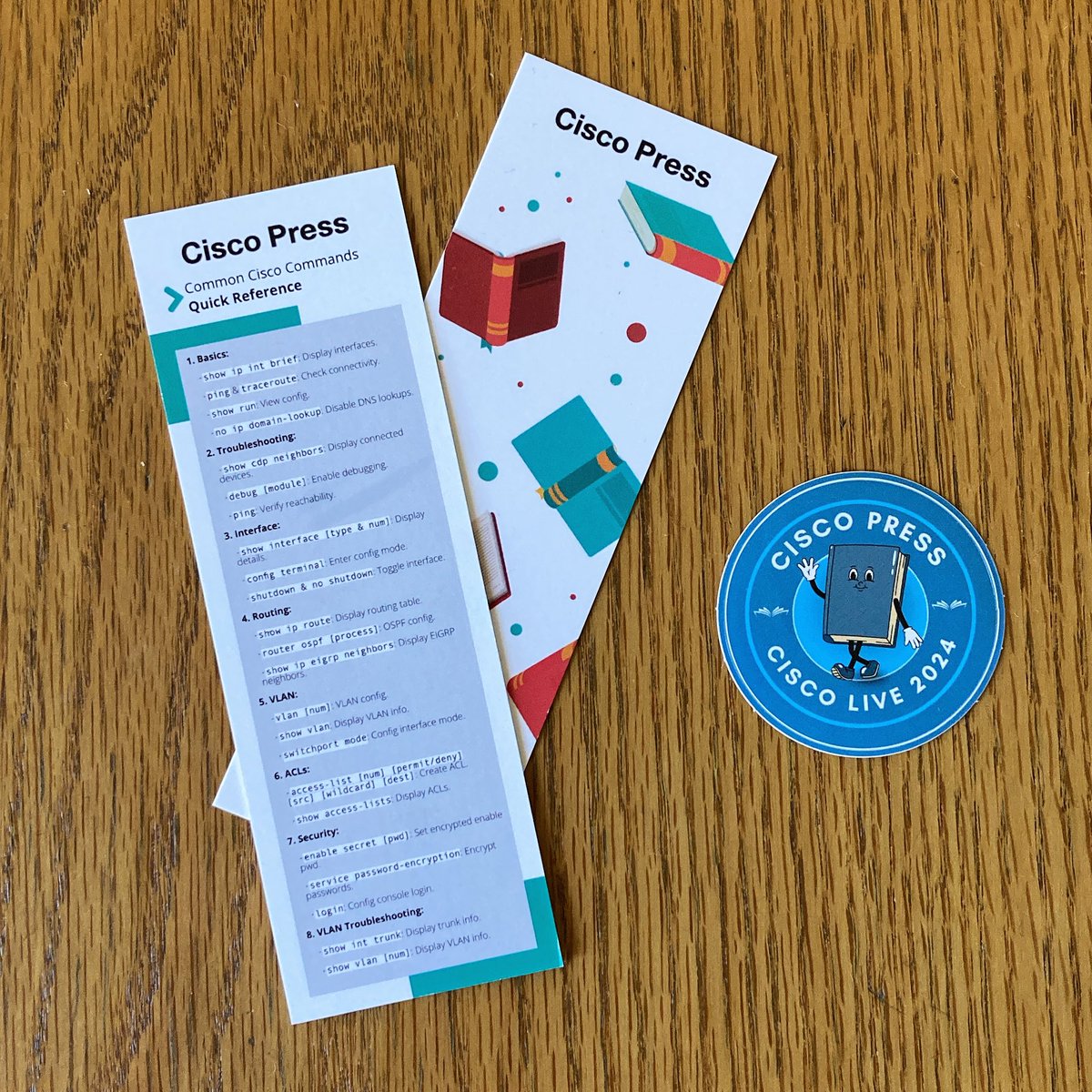 Grab exclusive #CiscoPress stickers and bookmarks next week at #CiscoLive! 🫶Attend one of our Meet the Authors sessions (Monday to Wednesday 2-3pm) or come by to shop and say hello 👋 We’re located in @CiscoStore (Booth 1420) 

#CiscoCert #CCNA #NetEng #CiscoCommands