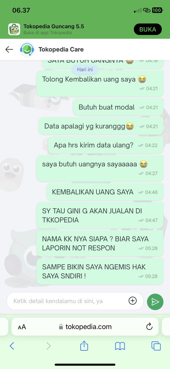 dreajis9's tweet photo. @TokopediaCare jualan di tokopedia saldo di tahan , Dan Penarikan juga di tahan . Tapi chat cs slow response sekali pdhl itu uang saya hak saya hehe https://t.co/cQ8CpHrJ62