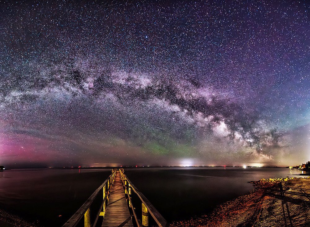 12 image panorama of the Milky Way over Matlock Pier. 
The full moon hadn’t risen yet and Tuesday night was perfect for night sky photography. 
#MilkyWay #nightphotography #photography