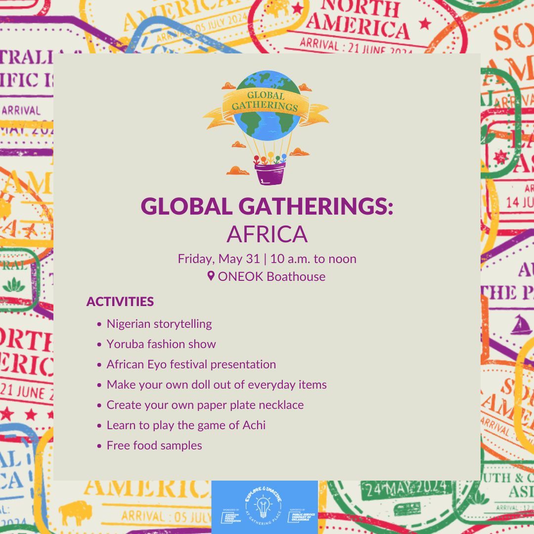 GatherTulsa's tweet photo. TOMORROW! 🌍❤️  Join us on Friday, May 31 to celebrate the cultures of Africa through storytelling, live entertainment, arts and crafts, food samples, games, and more!

🔗: https://t.co/oT9HupQ8GN https://t.co/npkKZs54XM