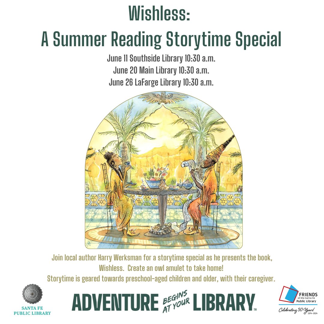 sfpl's tweet image. Wishless: A #SummerReadingStorytime Special 
#SouthsideLibrary Community Room
Tuesday, June 11, 2024
10:30-11:30am

Join local author Harry Werksman for a storytime special as he presents the book, #Wishless. And create your own #OwlAmulet to take home!  

#SummerReadingProgram