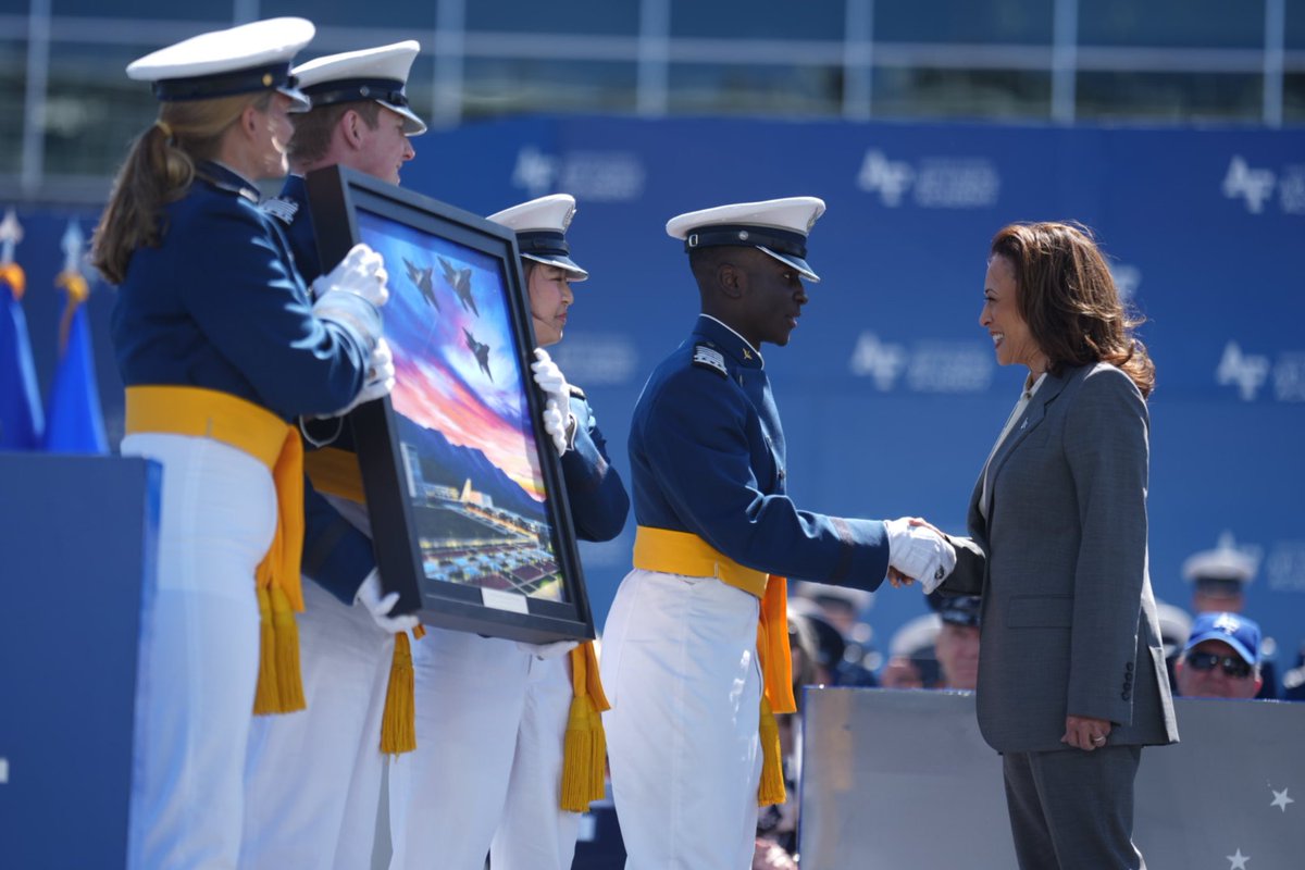 VP46Archive's tweet photo. The United States Air Force Academy Class of 2024 stands united in selfless dedication to service and to our country.

Today, it is my honor to congratulate you on taking your place in the Long Blue Line. https://t.co/t47tWWv399