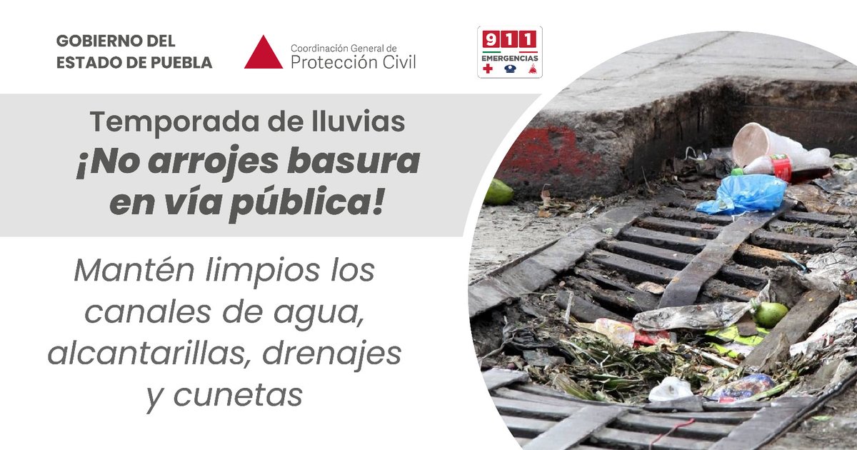 Juntas y juntos podemos prevenir las inundaciones. Ante las fuertes lluvias, sigue las recomendaciones de la @PC_Estatal; con tu compromiso social evitaremos situaciones de riesgo para ti y tu familia. ¡La seguridad la hacemos todas y todos!