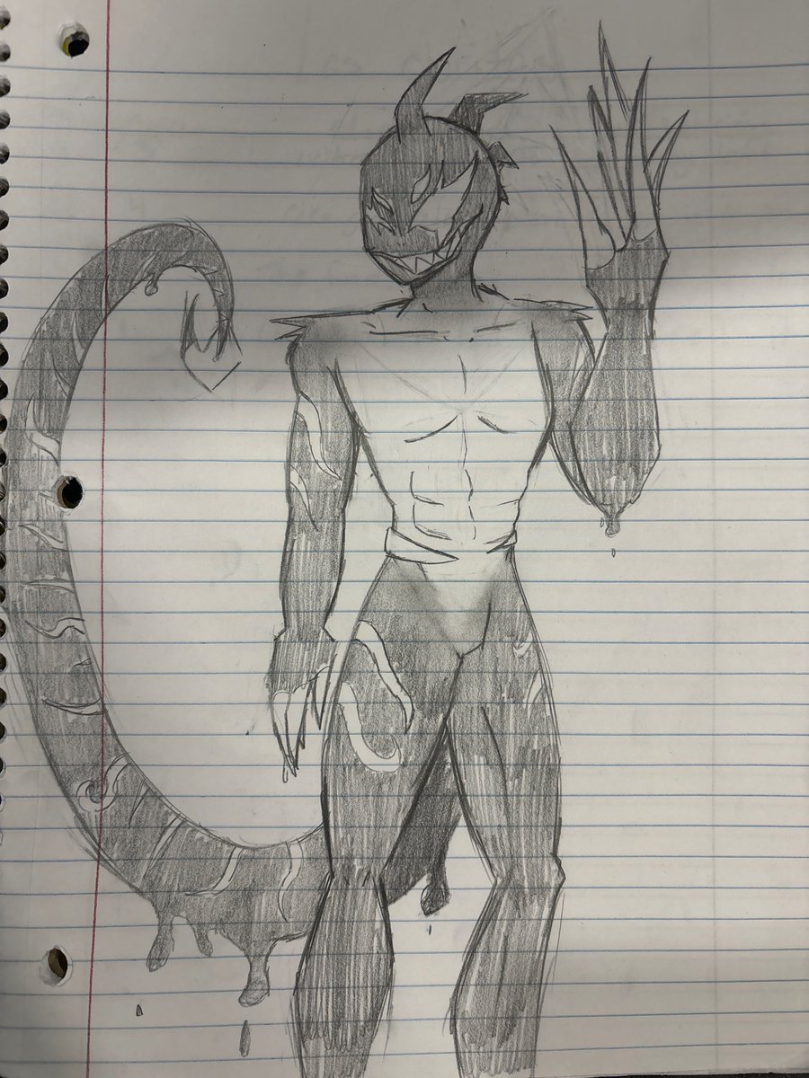 Working on a design for Pierce’s symbiote suit!! Still creature like, like his symbiote, but definitely easier to draw
