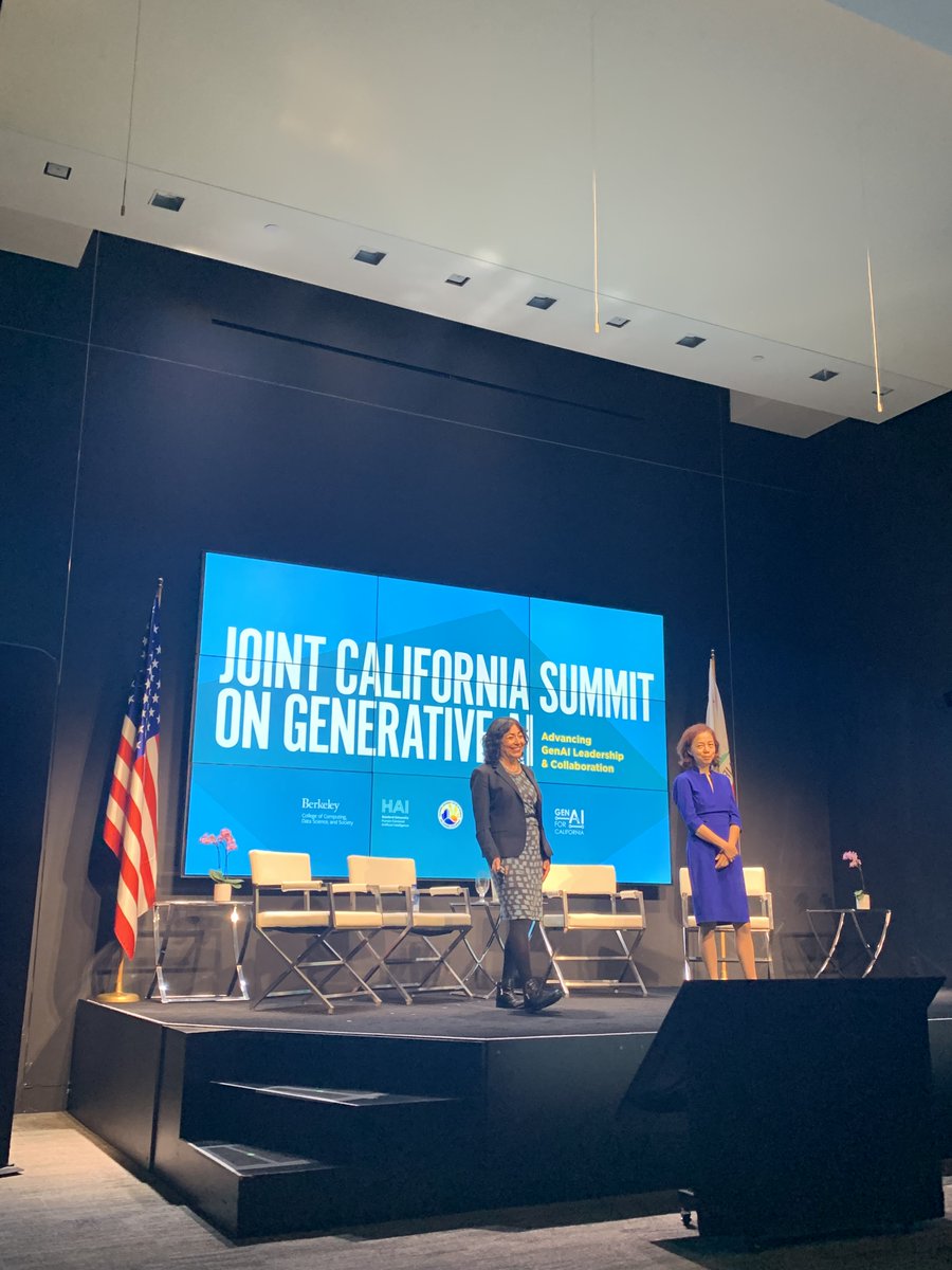 UK Consulate in SF (@ukin_sf) on Twitter photo Fantastic to attend the Joint California Summit on #GenAI — a joint initiative between <a href="/UCBerkeley/">UC Berkeley</a> <a href="/StanfordHAI/">Stanford HAI</a> and <a href="/GavinNewsom/">Gavin Newsom</a>.
Equity and augmentation over replacement are principles that California is putting at the heart of its approach to #AI. Fantastic to attend the Joint California Summit on #GenAI — a joint initiative between <a href="/UCBerkeley/">UC Berkeley</a> <a href="/StanfordHAI/">Stanford HAI</a> and <a href="/GavinNewsom/">Gavin Newsom</a>.
Equity and augmentation over replacement are principles that California is putting at the heart of its approach to #AI.