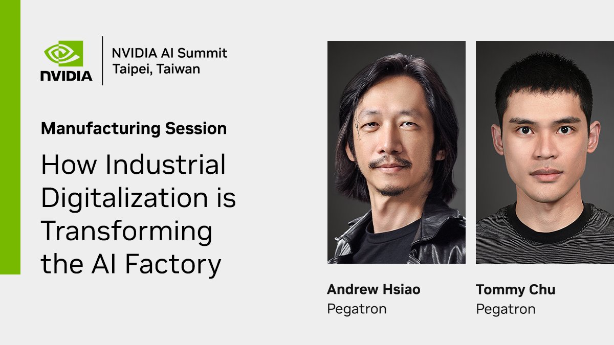 Discover how Pegatron utilizes #NVIDIAMetropolis for factories to optimize factory operations through automation AI workflows. Explore more real-world AI deployments in the #AISummit session catalog: nvda.ws/3VnNEVv #AIFactory