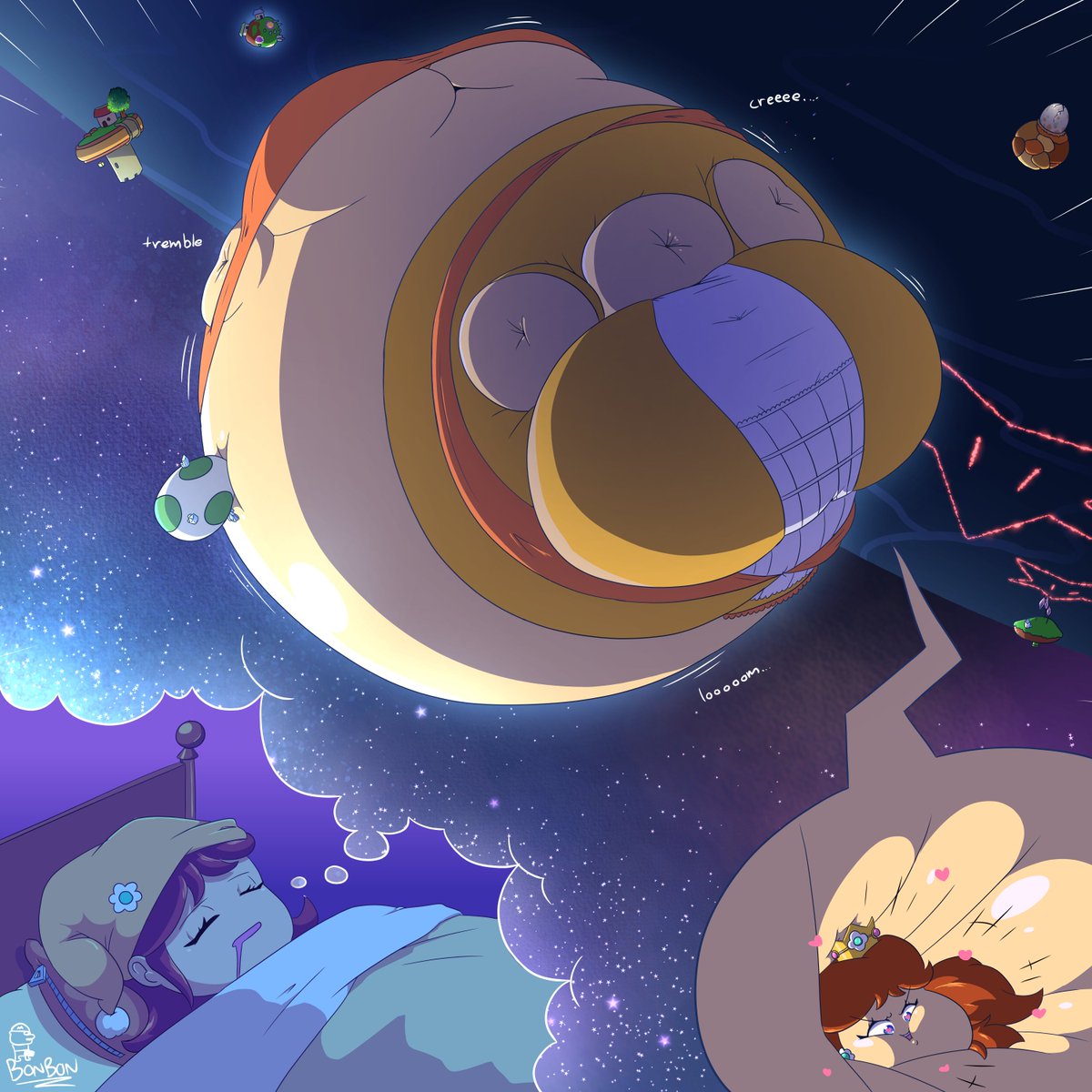 Sometimes, Daisy has dreams of becoming as massive as her own ego!!
My part of an art trade exchange for @KinkOfTheL