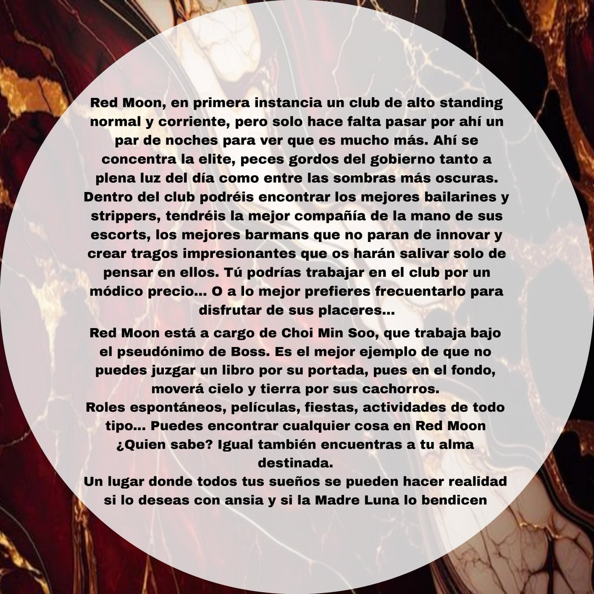 🕰 03:00 | 22:00 | 19:00 🕰

Red Moon <a href="/RedMoonRolPromo/">🐾 ᎡᎬᎠ ᎷᏫᏫN®</a>   anda en búsqueda de personas que deseen unirse a ellos y vivir toda una aventura, no duden en unirse a ellos. ❤️

—Kala