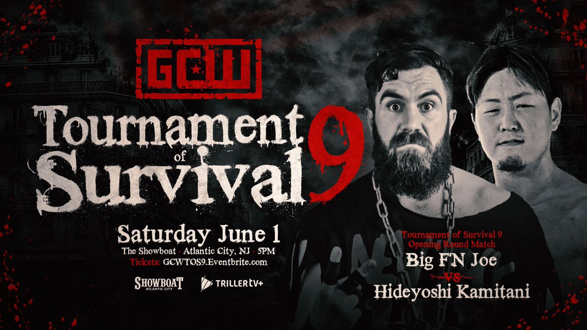 *TOS9 UPDATE* The Opening Round matches for #GCWToS9 this Saturday at The Showboat have been announced: Ultramantis Black vs Yuki Ishikawa Big FN Joe vs Hideyoshi Kamitani Brandon Kirk vs Shunma Katsumata JWM vs ??? Get Tix: GCWTOS9.EVENTBRITE.COM Watch LIVE on @FiteTV+!