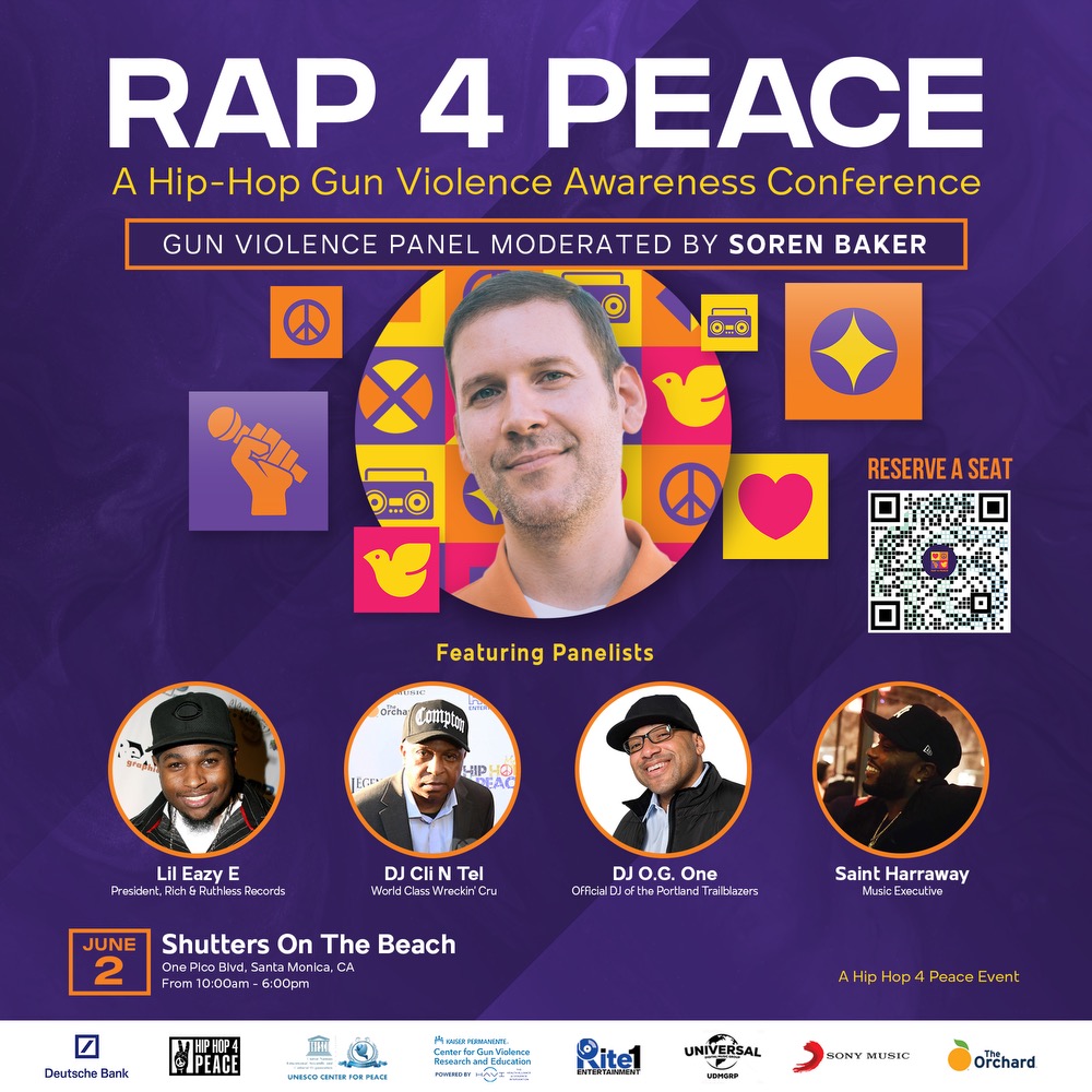 SorenBaker's tweet photo. It's an honor to be part of the Rap 4 Peace conference. Thank you @hh4peaceorg @tinamarietyler_ #wearorange #endgunviolence #hh4peace @ericwrightjr @djclintel @djogone @SaintHarraway. Join us if you can. https://t.co/EDZOfYsEIA
