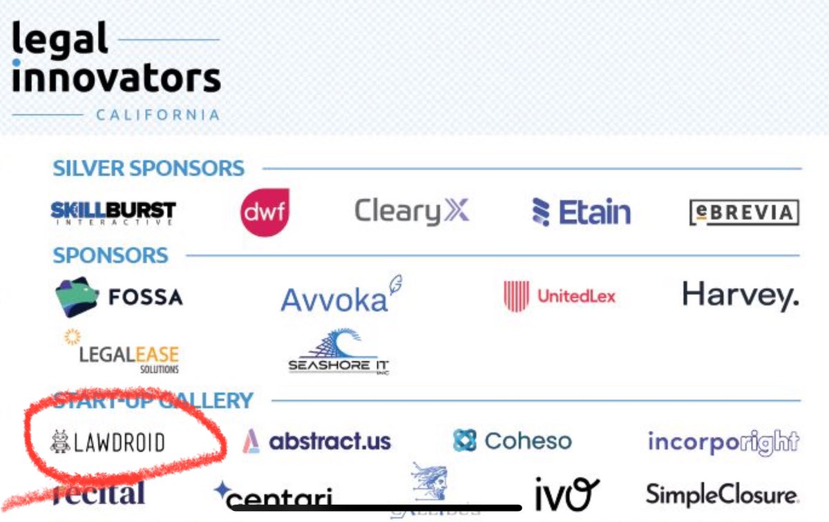 Don’t miss Legal Innovators next week!

And, if you need a ticket, hit me up. 🤙 

We're thrilled to announce that we are a Start-Up Sponsor at Legal Innovators California in San Francisco on June 4-5th!

Legal Innovators California continues to inspire legal professionals,