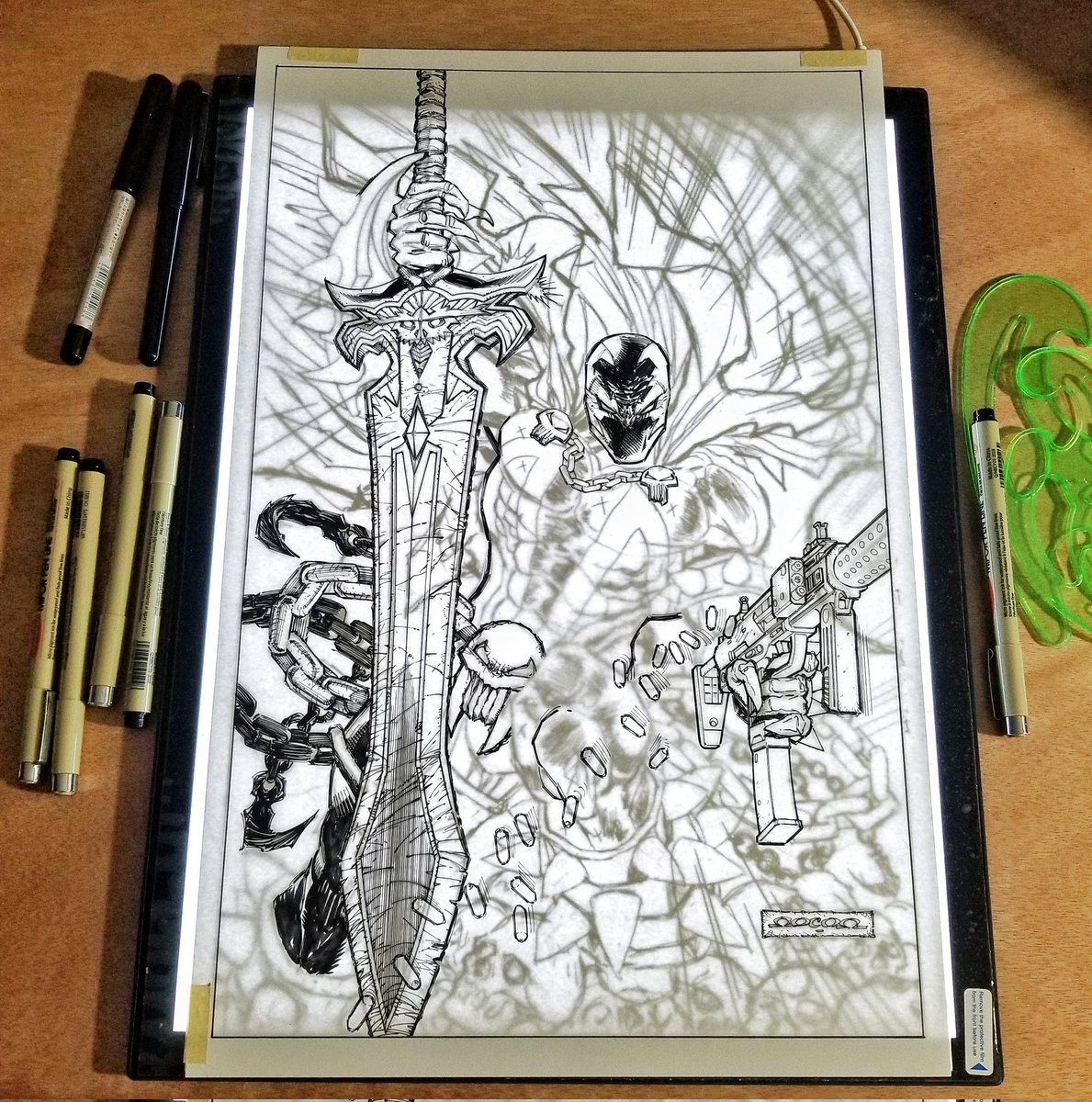 On the lightpad today. Art in progess.

#spawn #imagecomics #comics #comicart #comicbooks #comicbookart