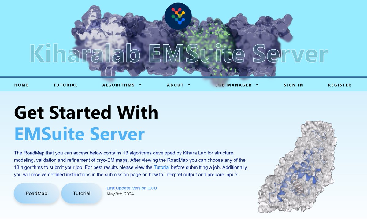 kiharalab's tweet photo. Excited to introduce EMSuite Server! Our cryo-EM structure modeling and validation tools are now easily accessible on this web server: https://t.co/zCv7L2Md2g. Includes DeepMainmast, CryoREAD, DAQ, DiffModeler, and more! 
If a job fails, we provide feedback within 24 hours. https://t.co/1fIFRZ8EVx