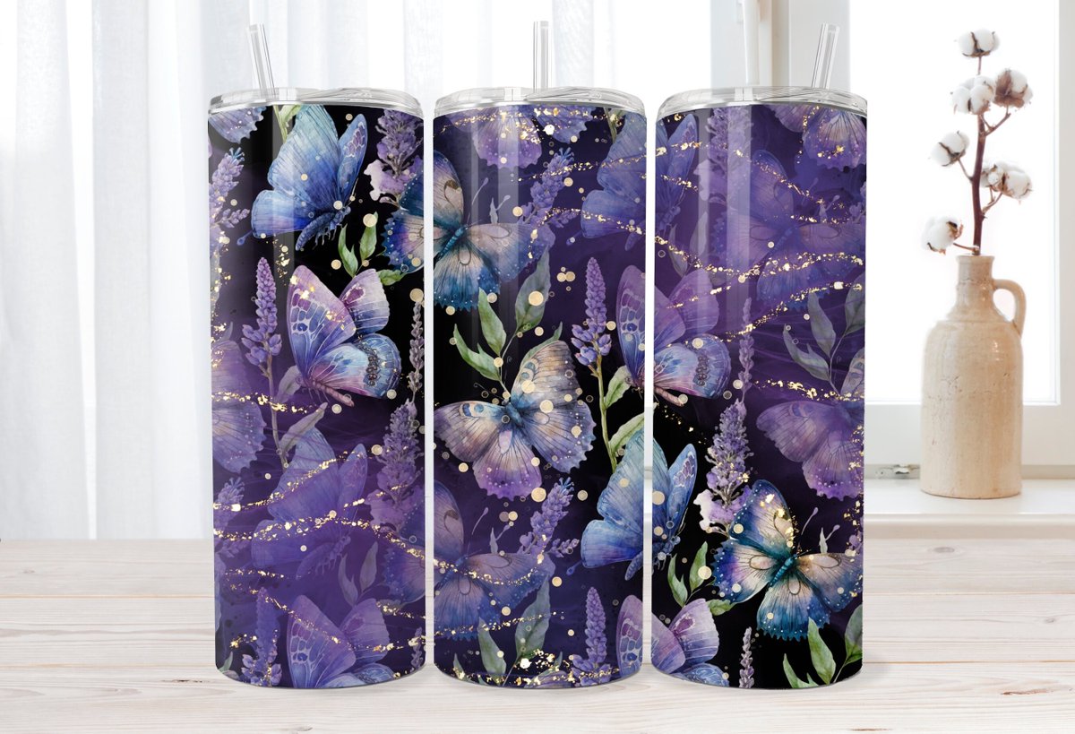 Skinny Tumbler Wrap-Watercolor Butterfly's PNG Design-Sublimation Design Download-20oz, 30oz Straight & Tapered Sublimation Tumbler tuppu.net/a6d5986d #Etsy #PaperlessPrettiesArt #TumblerDesign