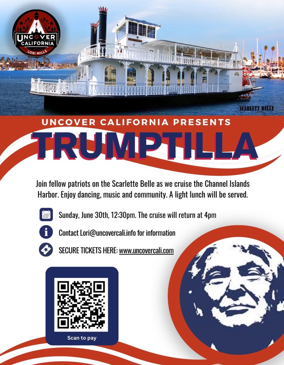 Oh I predict Trumptillas starting up! Oxnard’s Channel Islands Harbor. 
Did you get your tickets? If not don’t wait! buy.stripe.com/14k7sydbW3m4bC…
