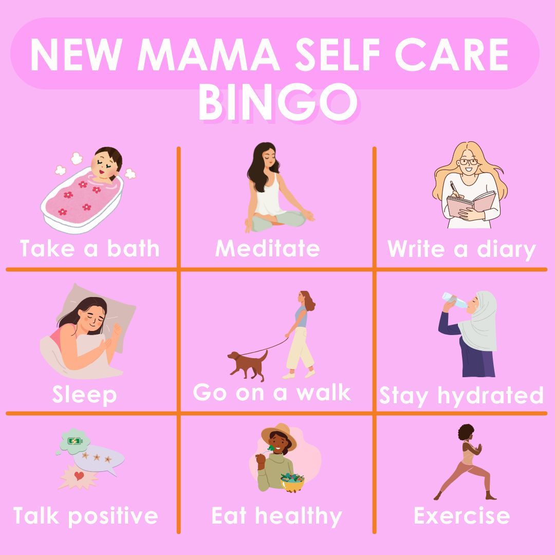 Join us in practicing self-care with our self-care bingo for new moms! Take time for yourself and enjoy some relaxation. 

#PopYum #SelfCare #NewMoms #Bingo #MeTime #Relaxation #MomLife #Wellness #Motherhood