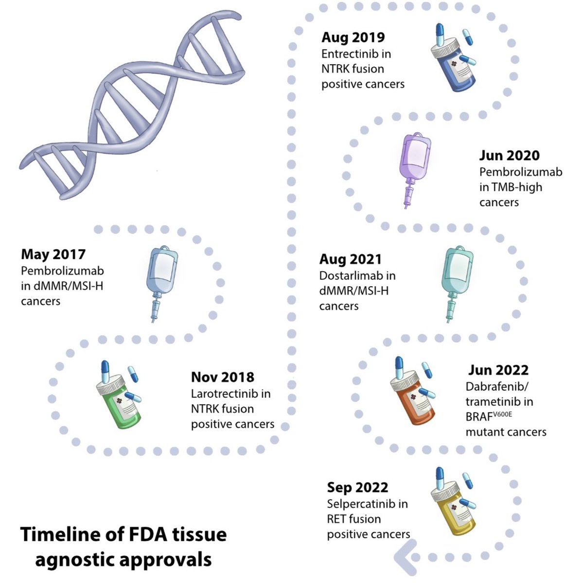 Timeline of FDA‐approved tissue‐agnostic therapies.

@CACancerJournal #Oncology #ASCO24 #ASCO2024