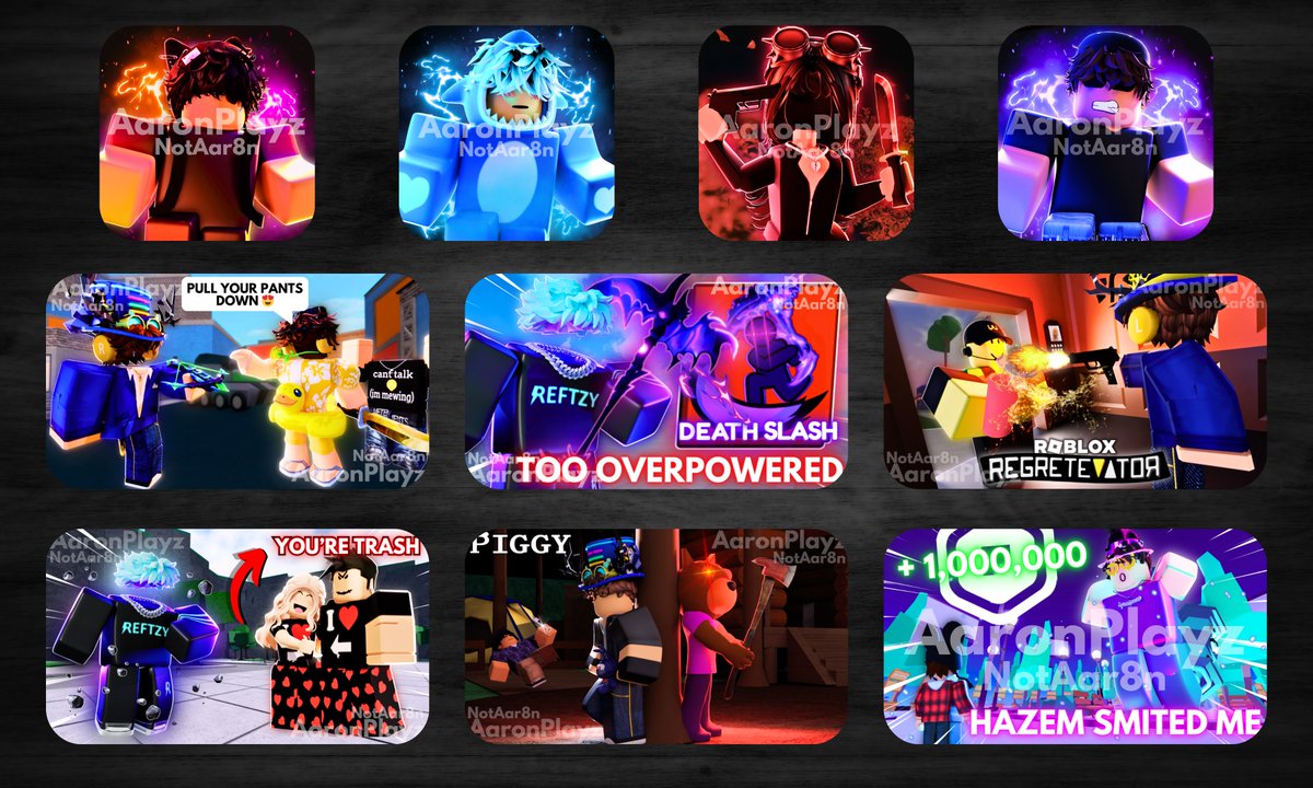 Some of my favorite Roblox GFXs and Thumbnails that I've worked on.

#Roblox #RobloxThumbnail #RobloxDev