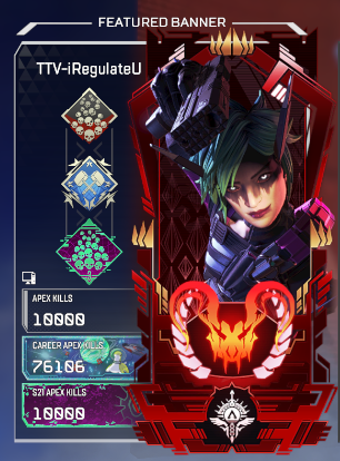 iRegulateU's tweet photo. 10k kills for the season and for Alter. @PlayApex @EA #Season21 #KillGrind Done in 23 days. (thnx to solos) https://t.co/8YhxmmdEvv