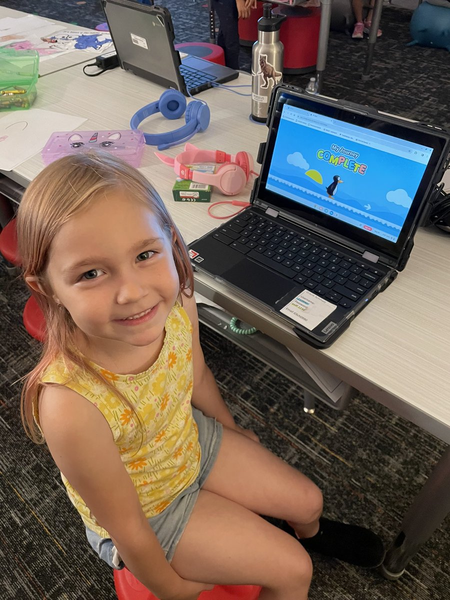 Last day of having Chromebooks in kindergarten and this sweet girl finishes her @STMathTX journey in the last 5 minutes of our day!!! Good job!!! @BlackBearkats #builttolast #bearkatbest