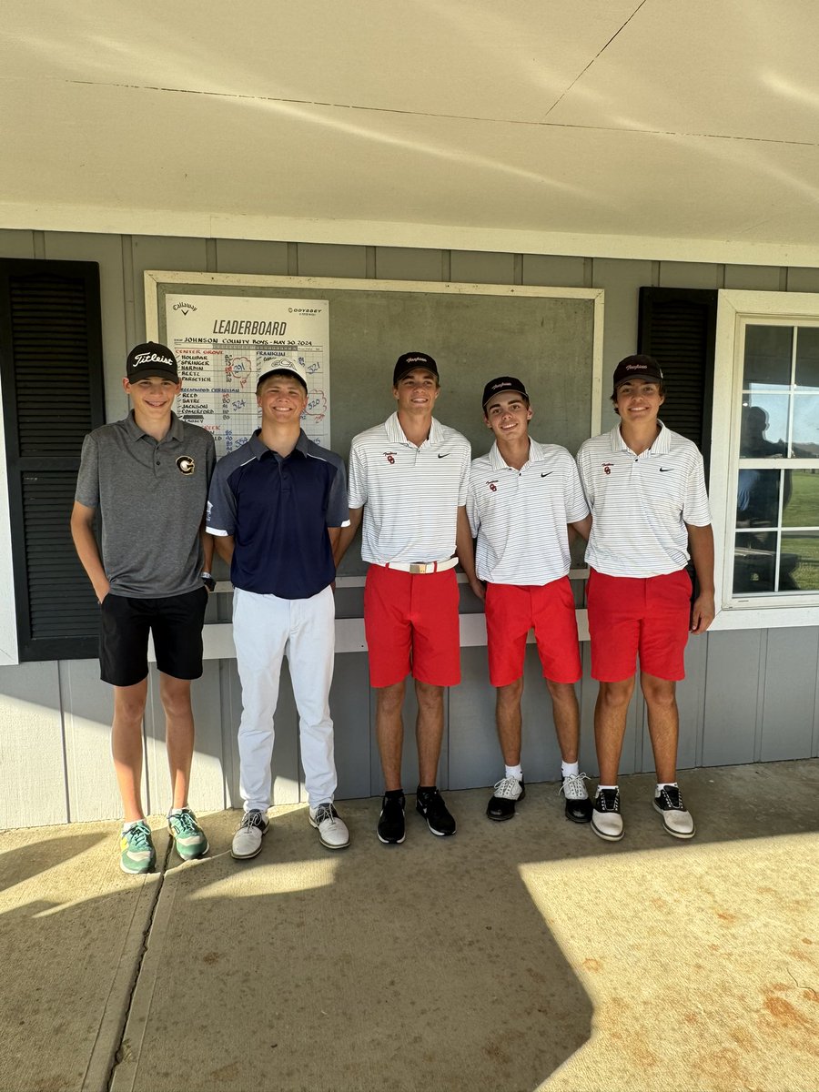 Trojans bringing home the 2024 Johnson County Championship with a team score of 291! Drew Hardin tied for medalist honors with a 68. Nathan Springer (73) and James Beetz (74) also made the all county team! Now it’s on to sectionals on Monday.