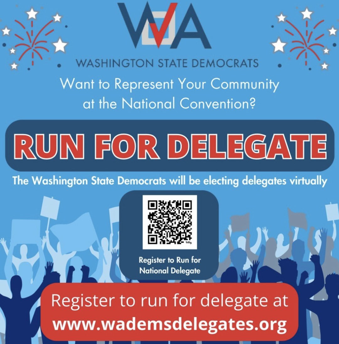 buildthebenchWA's tweet photo. Are you passionate about representing your community’s needs, making an impact on the Democratic Party’s positions and teaching others about our biggest issues plaguing our state and country?

If you said yes to all three, then you should run to be a National Delegate! https://t.co/6HarqhGvqa