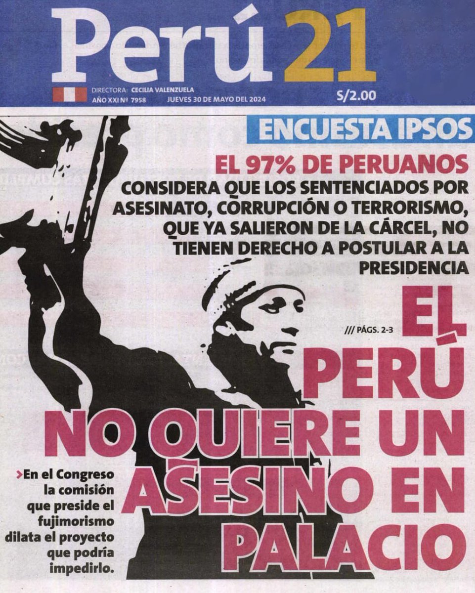 Estamos advertidos de esta amenaza a la democracia y lamentablemente el Congreso no agiliza proyecto de ley, presentado por el Congresista Muñante, para evitar que puedan postular a la Presidencia de la República, sentenciados por corrupción, terrorismo, TID y/o homicidio.