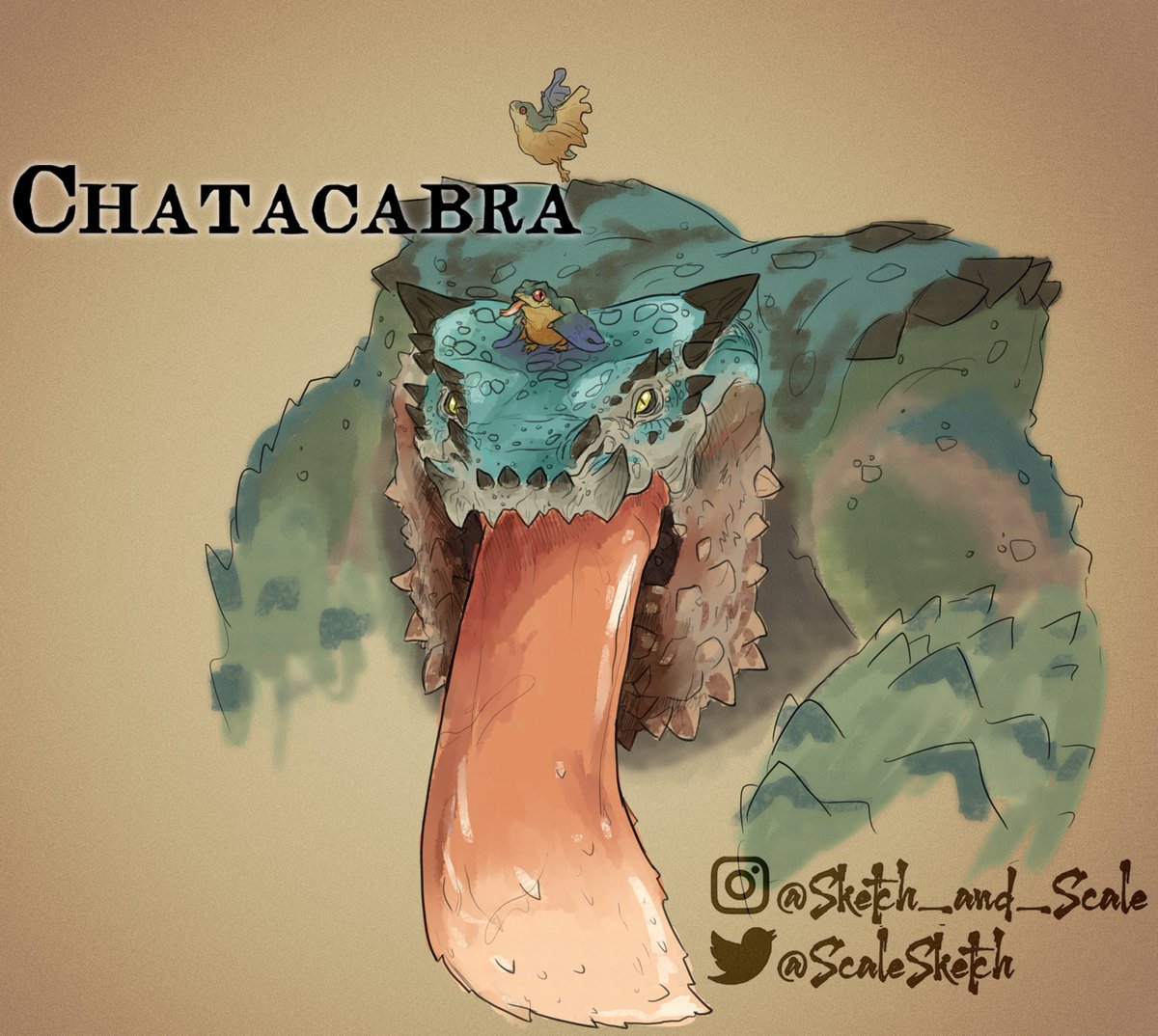 ScaleSketch's tweet photo. Chatacabra sketch from the new Monster Hunter Wilds trailer. I love frogs. https://t.co/iUn58EI1Yf