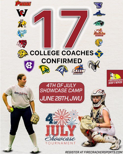 Interested in playing in college? Get yourself infront of all of these great coaches and on a college campus for just one night! #seeyousoon @firecrackerbsb
