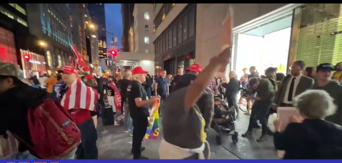 Looks like #MAGAAarmy are partying in front of #TrumpTower in response to their cult leader being found #Guilty . They should keep this energy when #Trump loses the election. Next time-keep the party off Capitol Grounds and in your own state. P.S. stop being so dumb!