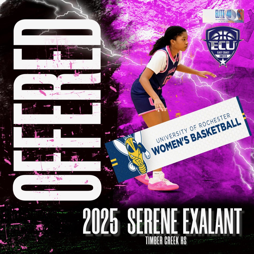 Serene Exalant (@serene_exalant) on Twitter photo I am very grateful to have received my first offer from <a href="/RochesterWBB/">Rochester WBB</a>
<a href="/ECunitedbball/">eastcoastunited</a> <a href="/Elite40League/">Elite 40 League</a> I am very grateful to have received my first offer from <a href="/RochesterWBB/">Rochester WBB</a>
<a href="/ECunitedbball/">eastcoastunited</a> <a href="/Elite40League/">Elite 40 League</a>