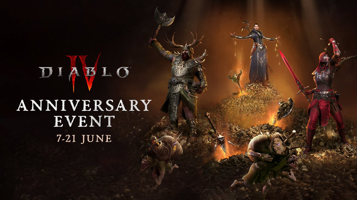 We're planning one Hell of a birthday party 👿 Celebrate the #DiabloIV & @DiabloImmortal Anniversary in game, from 7-21 June. Learn more: news.blizzard.com/en-us/diablo4/…