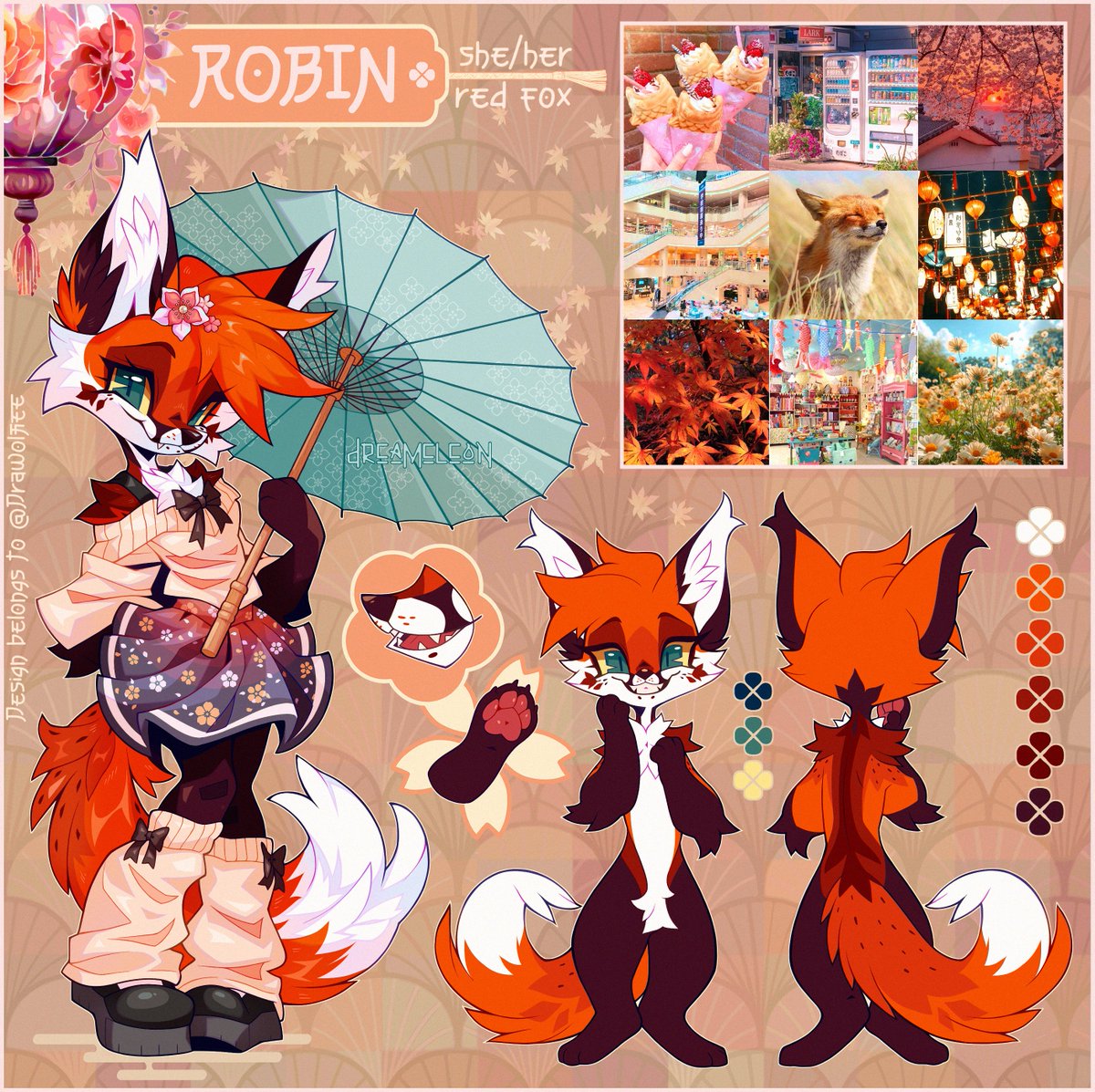 Moodboard ref for <a href="/Drawolfiee/">Wolfie / Luckyy</a>! 🌸🍁🌸