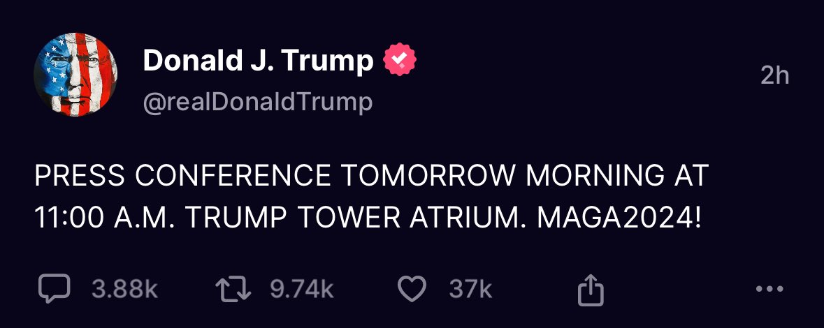 Trump is speaking out tomorrow