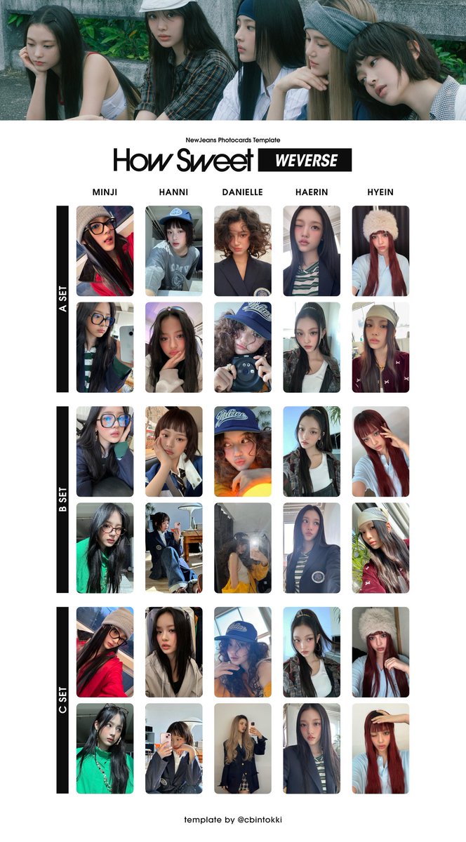 cbintokki's tweet photo. NewJeans x How Sweet Template

★ OT5 — all pcs / members / ver / Minji
★ drive: https://t.co/hwdFGoa8Zh
— for personal use, don't remove my @
— pc > ctto

t. NewJeans 뉴진스 Minji 민지 Hanni 하니 Danielle 다니엘 Haerin 해린 Hyein 혜인 NewJeans 뉴진스 포카 wishlist photocard https://t.co/XOoMvFV15c