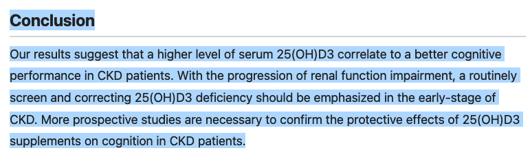 Association between serum 25-hydroxyvitamin #D3 level & #cognitive impairment in older chronic #kidney disease patients nature.com/articles/s4159… @_atanas_ @_INPST @ScienceCommuni2 @DHPSP @nkf @NathanMDCunha @NaumovskiNenad @drjasonfung @JH_Memory_Aging @ISNkidneycare @agingdoc1