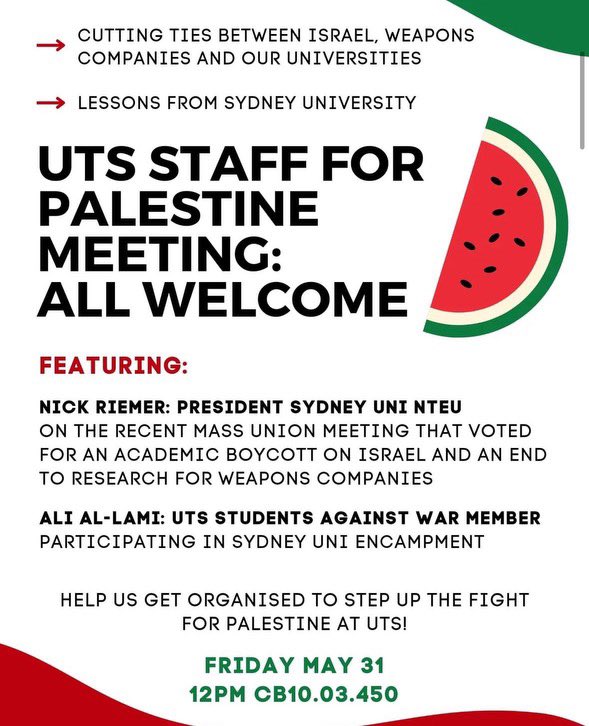 12pm today building 10 at UTS. Head on down!