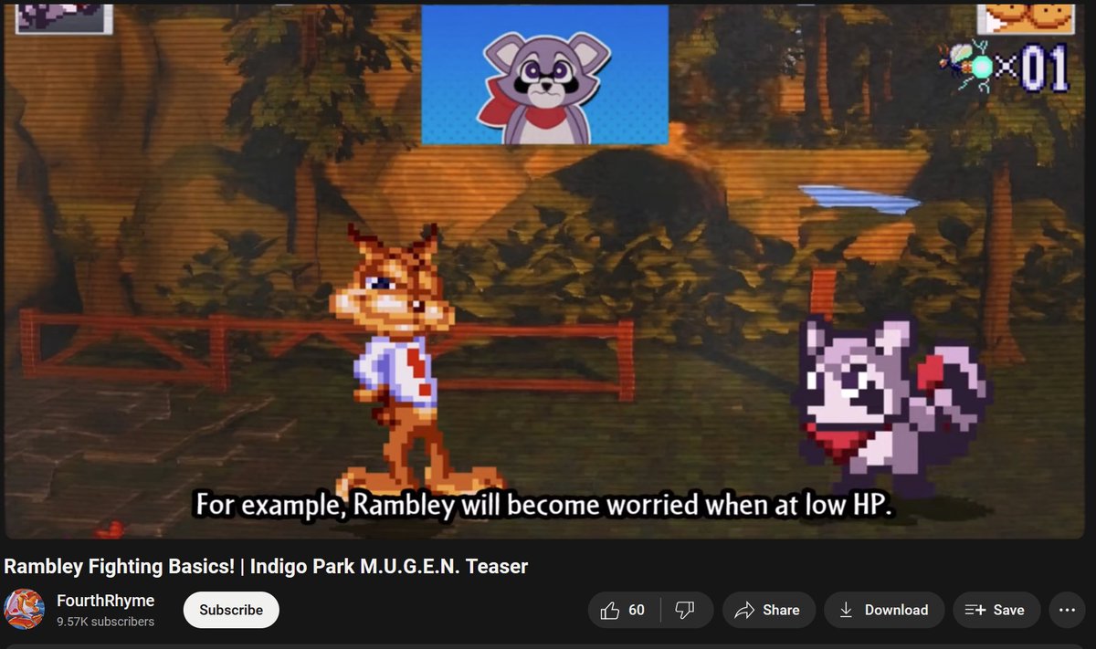 Apparently there's an Indigo Park MUGEN Mod in the works???

I did not expect Rambley to be able to fight Bubsy The Bobcat this soon but I'm all for it. Absolutely incredible