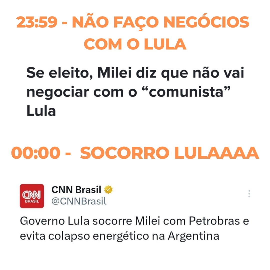 TheodorCarvalho's tweet photo. Lula salvando a Argentina. O presidente @LulaOficial  salvando a extrema-direita incompetente. É igual o inelegível aqui. Aquele "escabelado" anda viajando pro mundo e o país se afundando.
Milei fez o L https://t.co/chuEdcJtdt